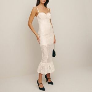 Reformation Canice Lace Fitted Midi Dress Size 6